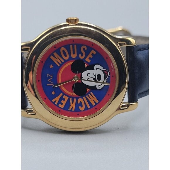 Vintage Disney Mickey Mouse Jaz Watch Rare y121x055 35mm 7" Blue Leather Band - Picture 16 of 16